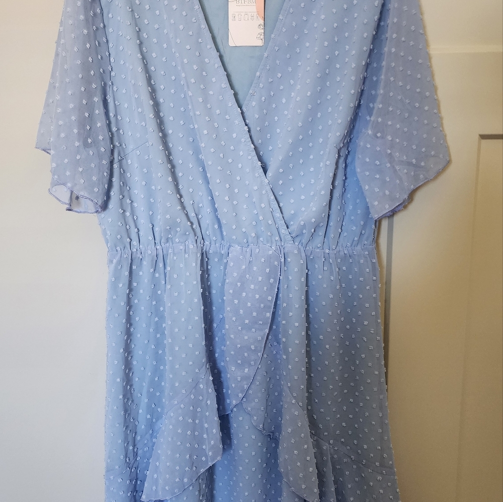 BTFBM Womens Baby Blue Dots Dress NWT XXL
